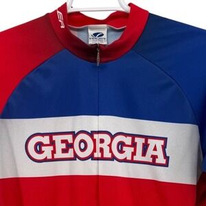 Voler Mens Georgia State Flag Cycling Jersey XL Red White Blue Full Zip USA Made